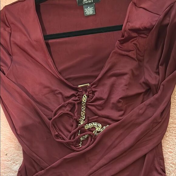 A New Day Red Long Sleeve Embellished Bodysuit‎ - Picture 5 of 5